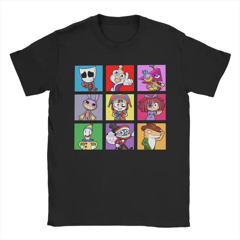 Mens Clothing The Amazing Digital Circus 100% Cotton Short-Sleeve Round Neck Oversized Printed Aesthetic T-Shirt, Couple Beach Vintage Hip Hop Tees, Clothing Merch