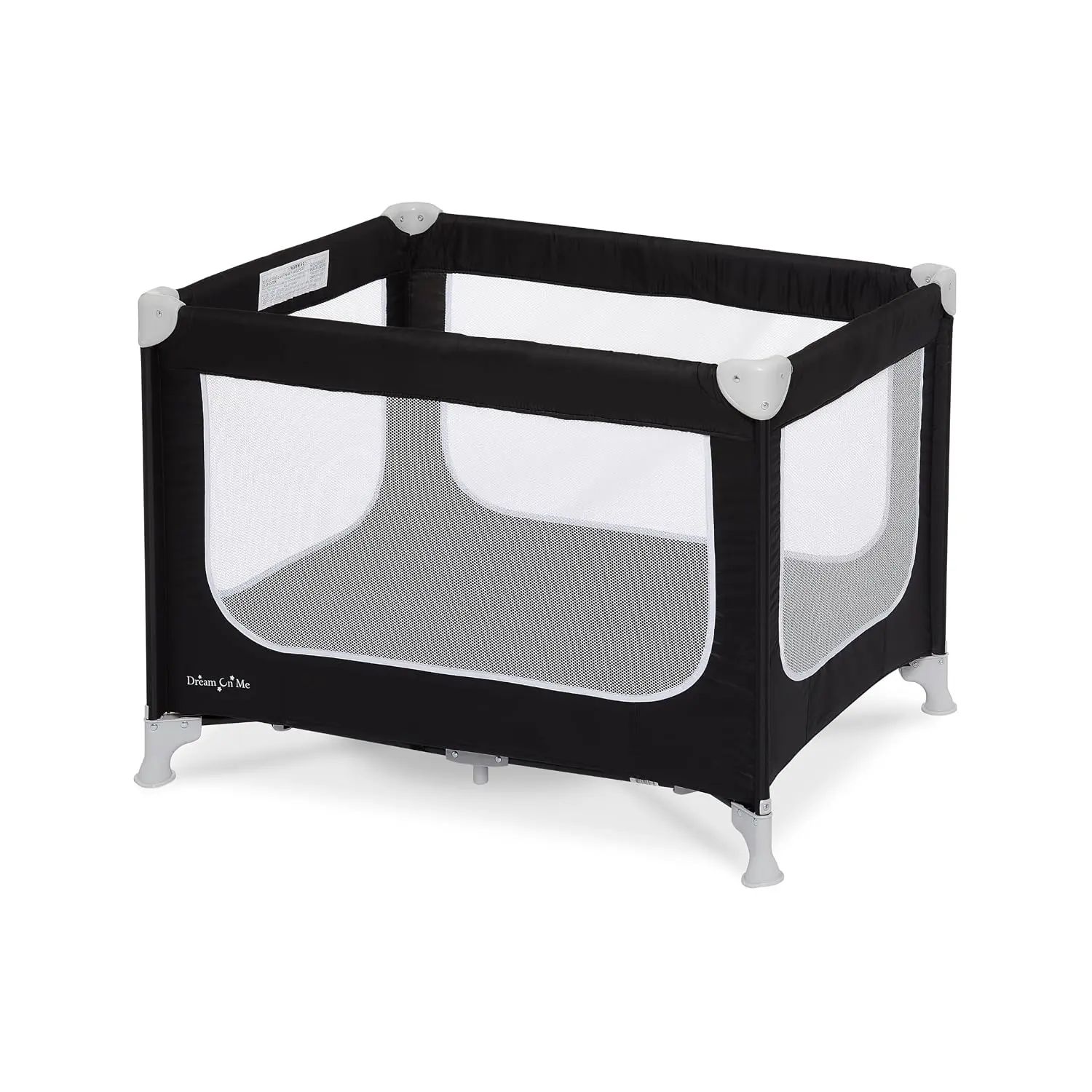 Black Compact Portable Baby Playard, Foldable Travel Playpen with Carry Bag for Infants