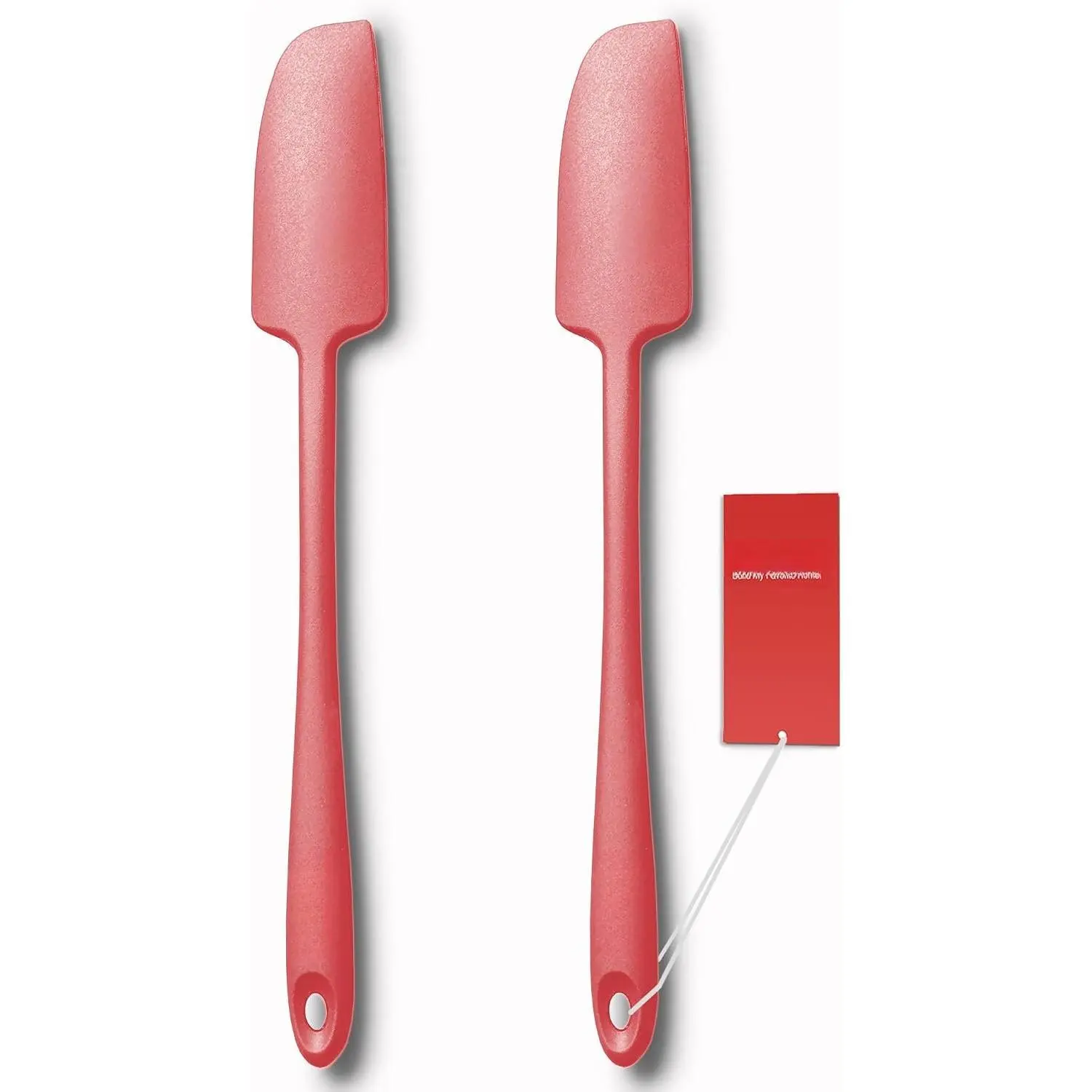 2-Pack Rubber & Steel Jar Spatulas, 11 in Seamless Shape Small Scraper with Stainless Steel Core, Heat Resistant Non-Stick Mini Utensil for Jars, Red