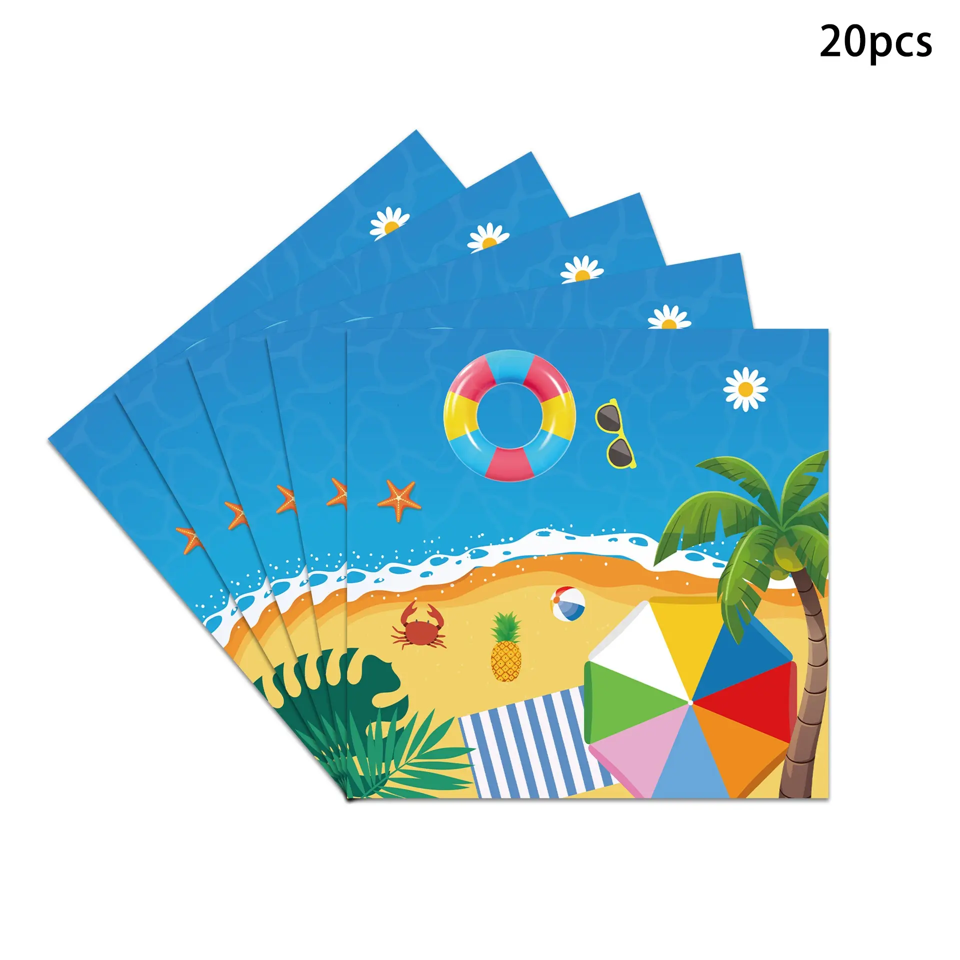 20-Pack Hawaiian Party Napkins, Wave Pool Float Beach Chair Summer Sea Sand Pool Party Paper Towels, Festival Gifts Home Decor Garden Decoration