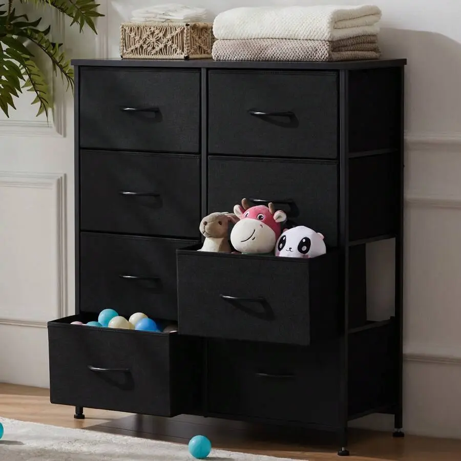 Dresser For Bedroom With 8 Drawers Tall Dresser & Chest Of Drawers Fabric Dresser With Wood Top And Sturdy Steel Frame,chabuildreark,farmhouse,coffee bar cabinet,lockable,storage,,,unit,,jewelry,armoire,,tower,,cabinets,bathroom,mirror,wooden,organizer