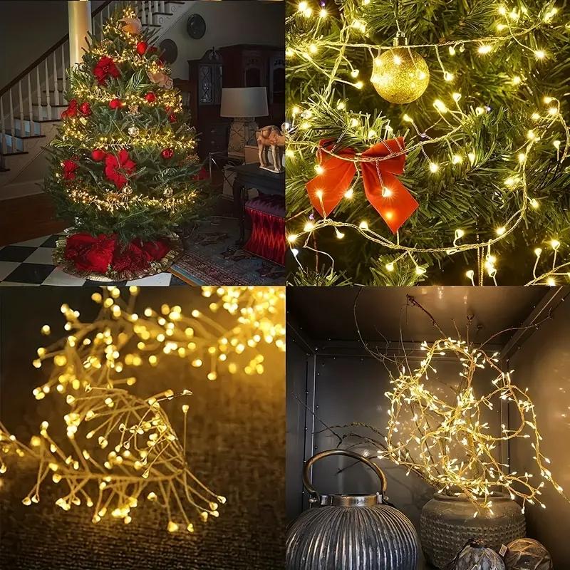 Warm White Light 100led/50led Firework String Lights, USB Powered Copper Wire, Indoor Decorative Party Christmas Tree Thanksgiving Decorations