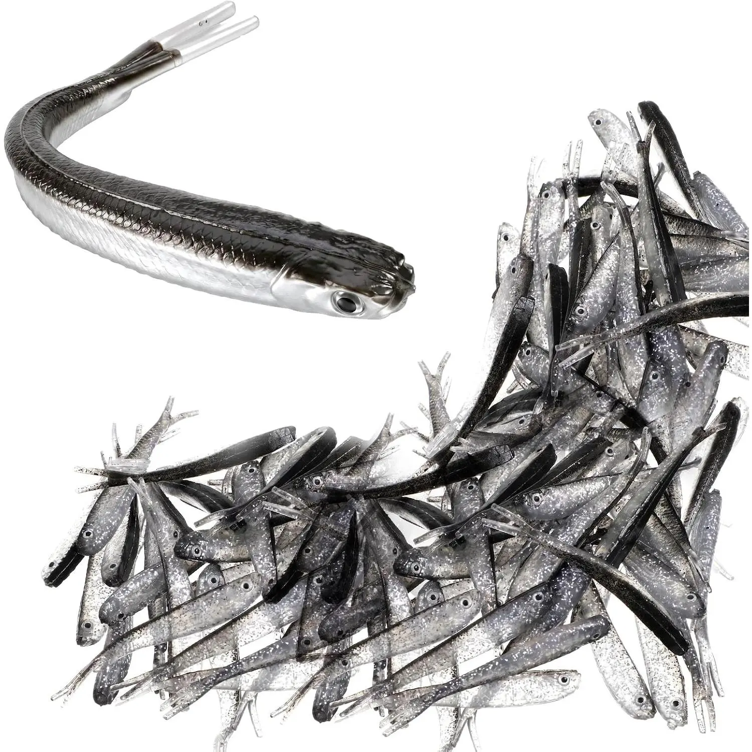 50 count Soft Plastic Baits 2.75in Soft Fishing Lure | Swim Baits Forked Tail Minnow  for Saltwater Freshwater Bass Crappie Walleye Trout Lures Fishing