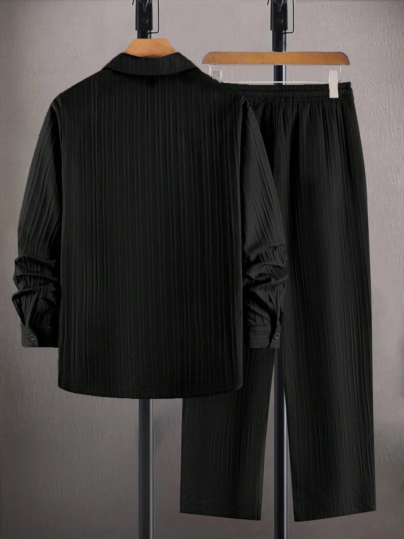 Men‘s Fashion Casual Shirt  Set 2 Piece Casual Athletic Jogging Long Sleeve Outfits Track Suits For Men Sets