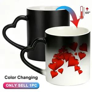 1pc Magical Color Changing Mug with Heart-Shaped Handle, 11oz Unique Red Heart Design, Perfect for Birthdays, Valentine'S Day, and Holiday Gifts