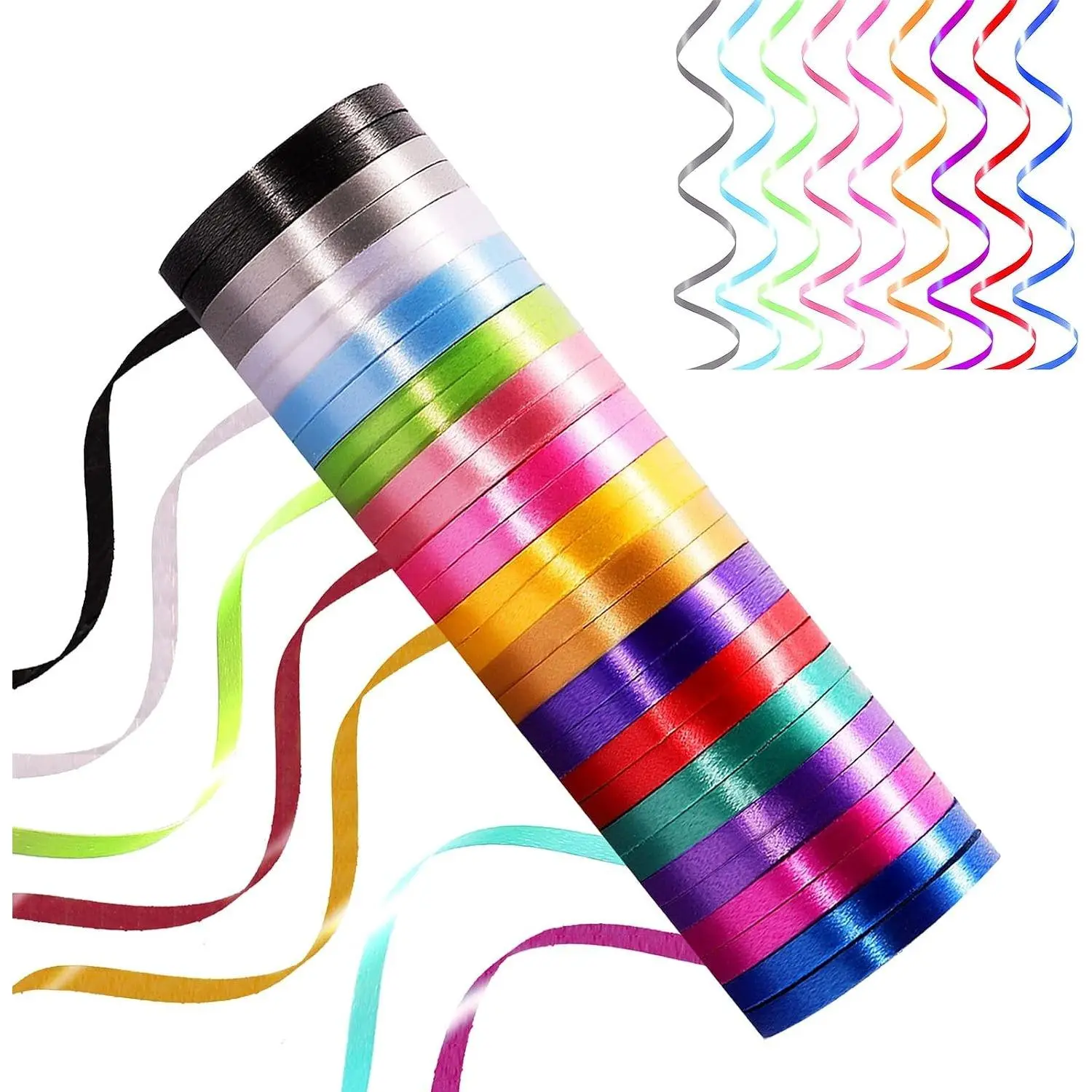 30 Roll 15 Colors Curling Ribbons for Crafts Bows Present Wrapping Ribbon Florist Wedding Party Festival Art Craft Decor, Separate Rolls, 11 Yards Per Roll, 3/16 Inch Wide 3/16" - Set1