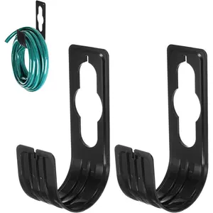 2-piece set of garden hose holders, ABS plastic hose hanger, wall-mounted design, suitable for 150-foot-long garden watering hose, expandable outdoor hose reel hanging hook [black]