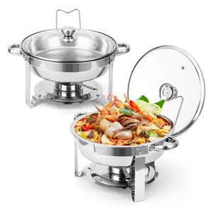 Gold Chafing Dish Buffet Set – 2 Pack 5QT Round Stainless Steel Food Warmers with Glass Lids – For Catering, Parties, Weddings, Banquets, Home Events-party gift