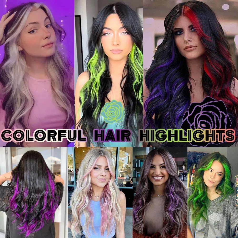 5 pcs/set 18 Inch Colored Clip In Hair Extensions Long Curly  display picture 2