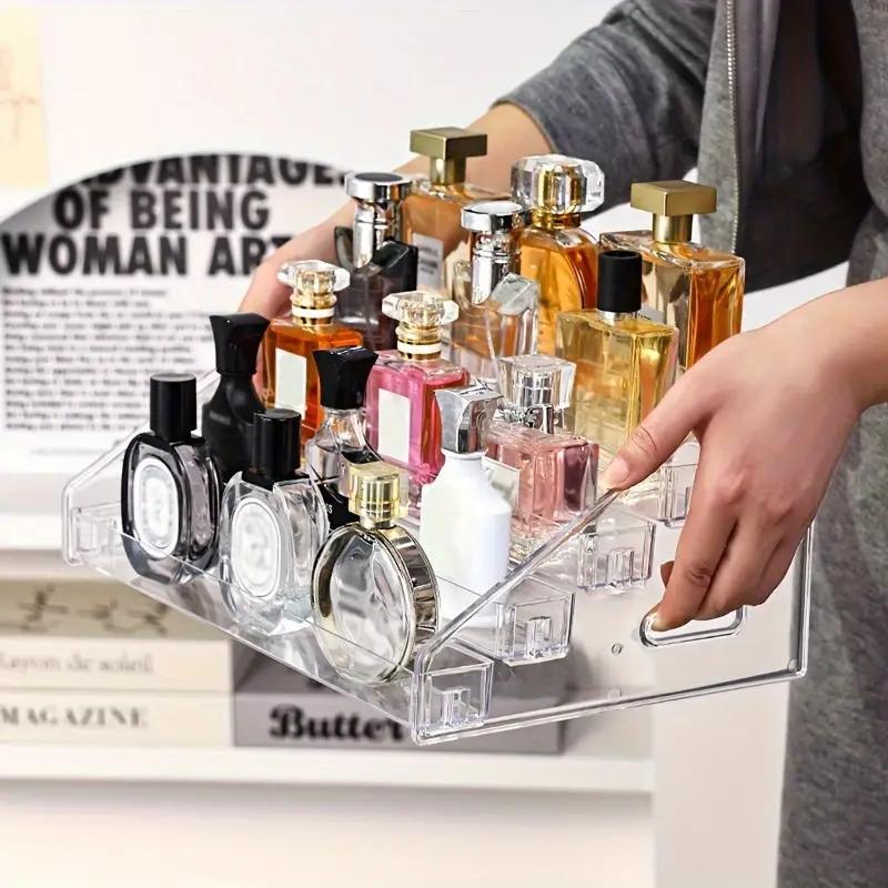 Multi-Layer Transparent Acrylic Perfume Storage Rack, 1 Count Desktop Makeup Organizer, Home Display Stand for Perfume & Cosmetics