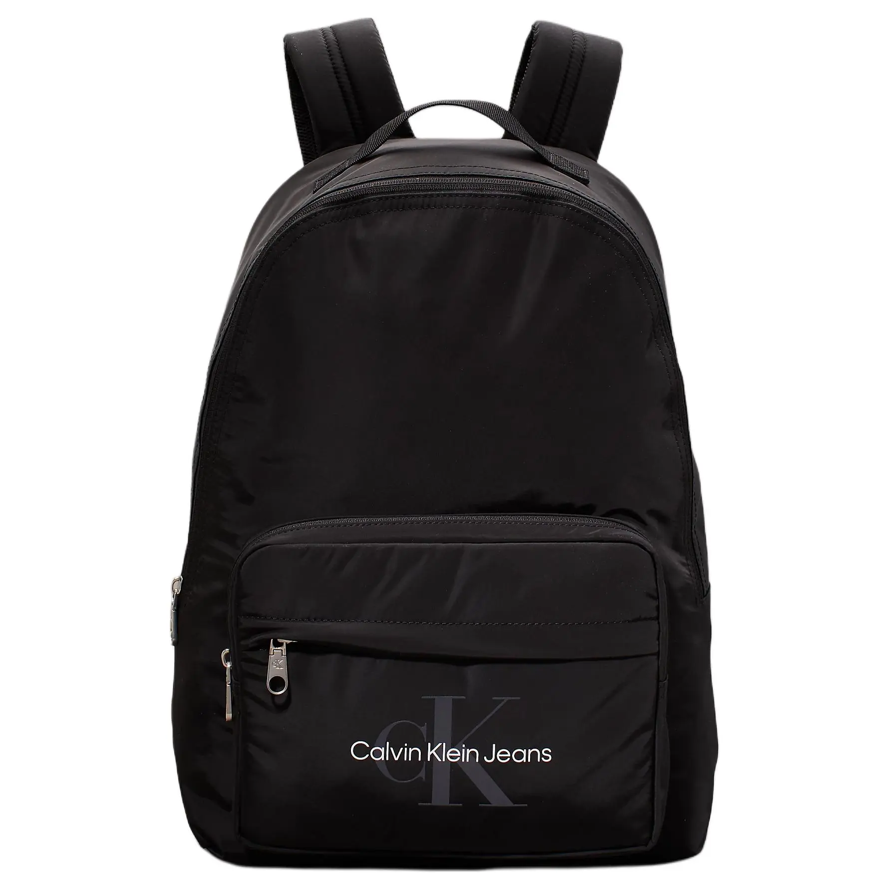 Calvin Klein Round Logo Zippered Polyester Backpack for Men in Black