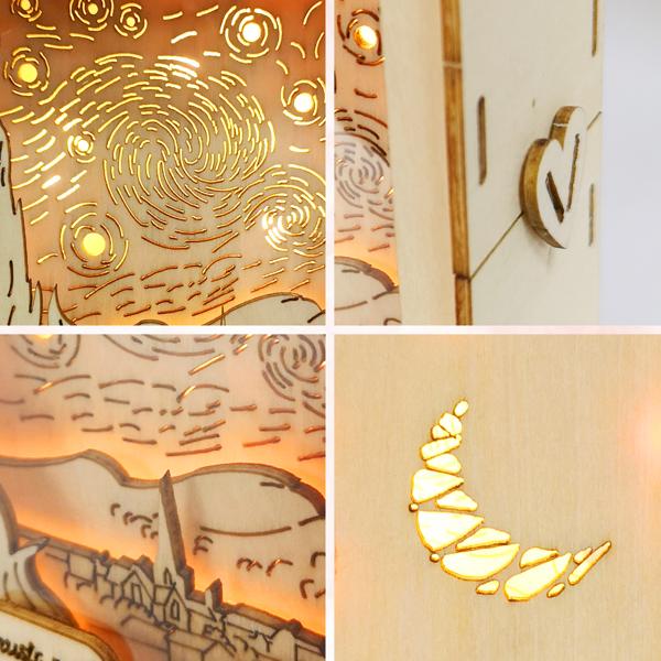 3D Wooden Puzzles For Adults Starry Sky Model Kit Night Lights Desk Decorations Birthday Gifts For Women