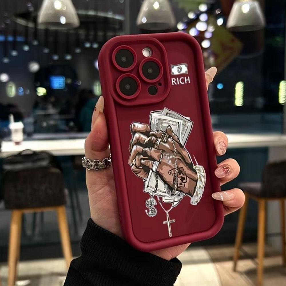 Hip Hop Money Rich Phone Case for iPhone 17 Pro Max 16 E 15 14 Plus 13 12 11 Pro Max & Samsung S21S22 S23 S24 S25 S26 Ultra Plus, Aesthetic Matte Shockproof Protective Case for Men, Perfect Gift