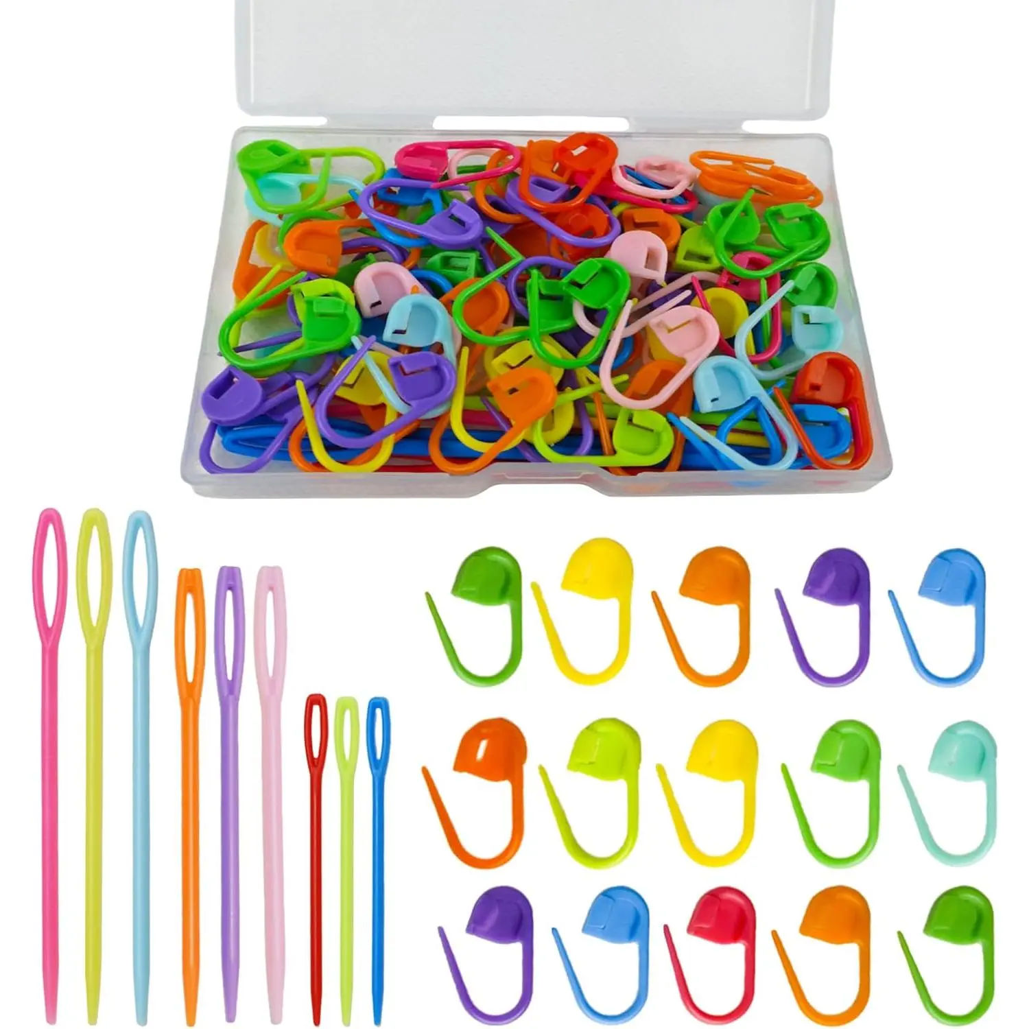100 count  Markers for Crocheting and 9 count Yarn  Kit | Colorful Locking  Markers & Plastic  for Yarn, Practical Crochet Kit for Knitting Weaving Sewing