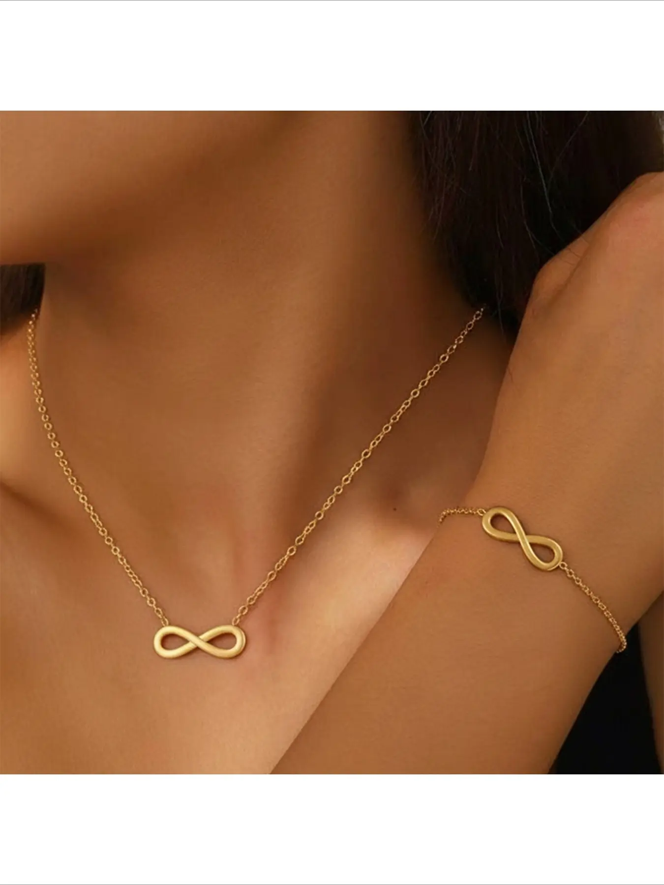 Fashion Minimalist Style Trendy Infinite Love Pendant Thin Chain Clavicle Necklace Ins Style Lucky Figure 8 Infinity Pendant Necklace For Women Daily Wear And Dating Outfits