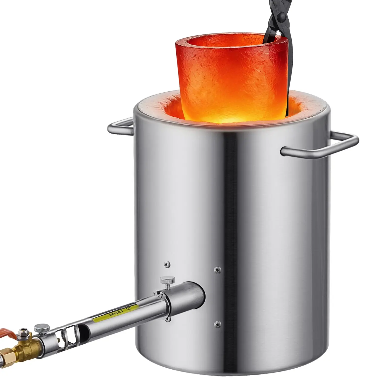 VEVOR 6kg High Heat Stainless Steel Propane Melting Furnace Kit, Blacksmithing 1 Gun Forge Crucible Tool Kit with Tongs, Integrated Burner, 30 psi Regulator, Safety Handle, Insulation Cotton, Pre-Assembled Components for Metal Casting