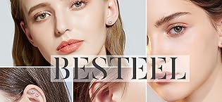 Besteel  Flat Back Earrings Hypoallergenic Stainless Surgical Steel Screw Back Stud Earrings for Women Men 20G Tiny CZ Opal Birthstone Nap Cartilage Flatback Earrings Set Jewelry