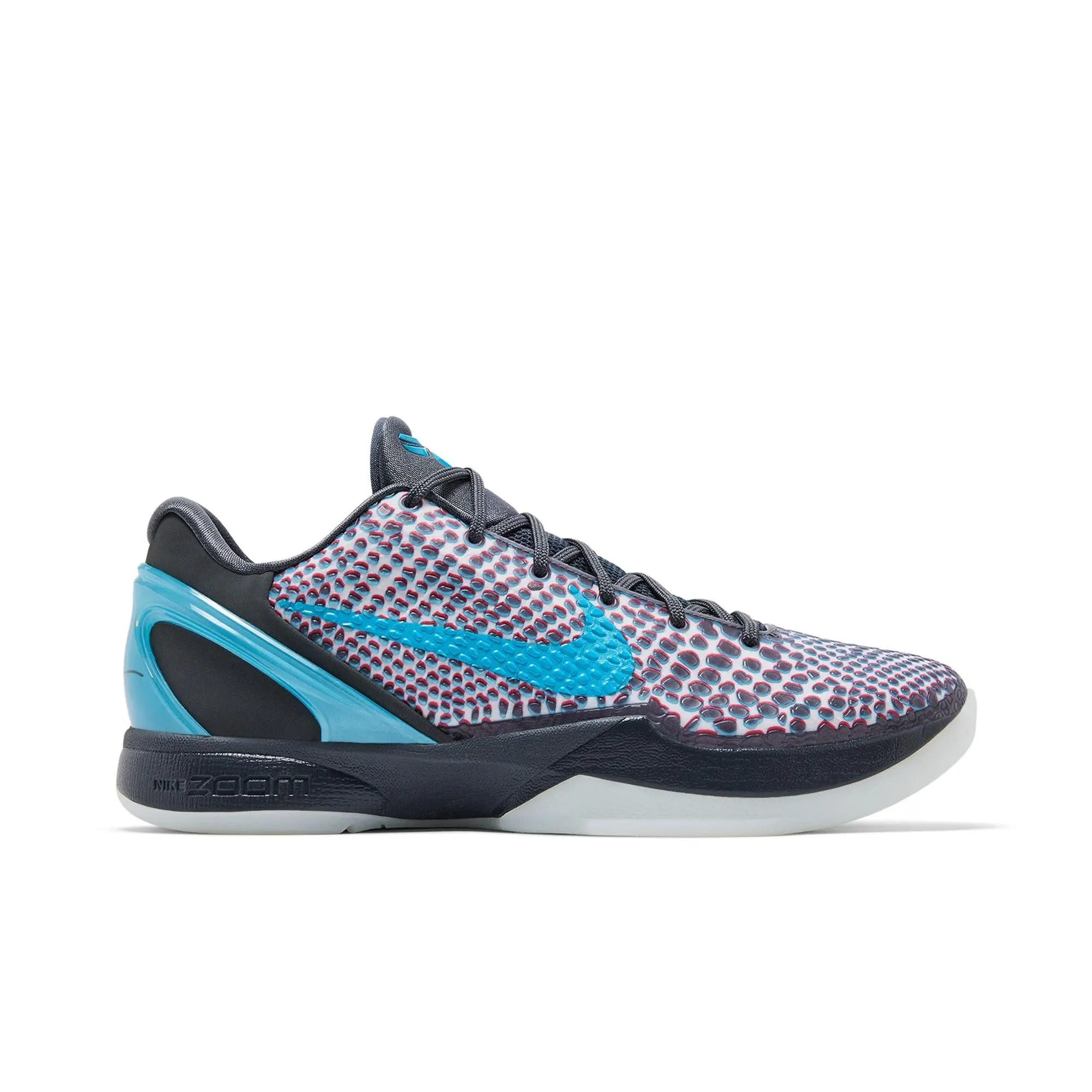 Nike Zoom Kobe 6 Protro '3D All-Star' (Unisex) Ankle-High Basketball Shoes, Dark Grey/Chlorine Blue-Daring Red, Midfoot Strap, Style Code IQ3902 002