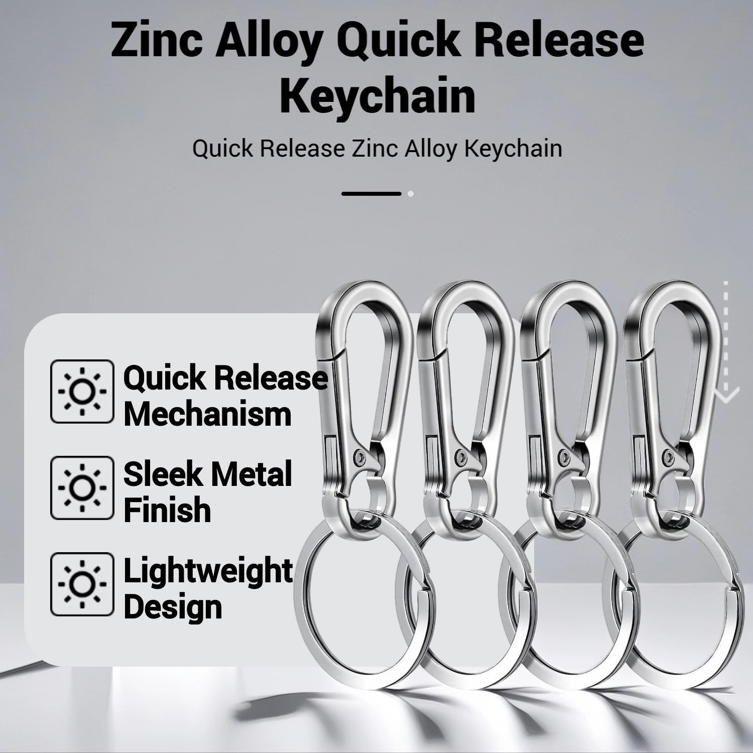 Durable Zinc Alloy Keychain, 4 Counts Metal Buckle Portable Keychain, Car Keychain, Spring Buckle Keychain, Quick Release Keychain, Men & Women Keychain, Keyring, Teenage Girl Gifts, Lightweight Keychain, Accessories