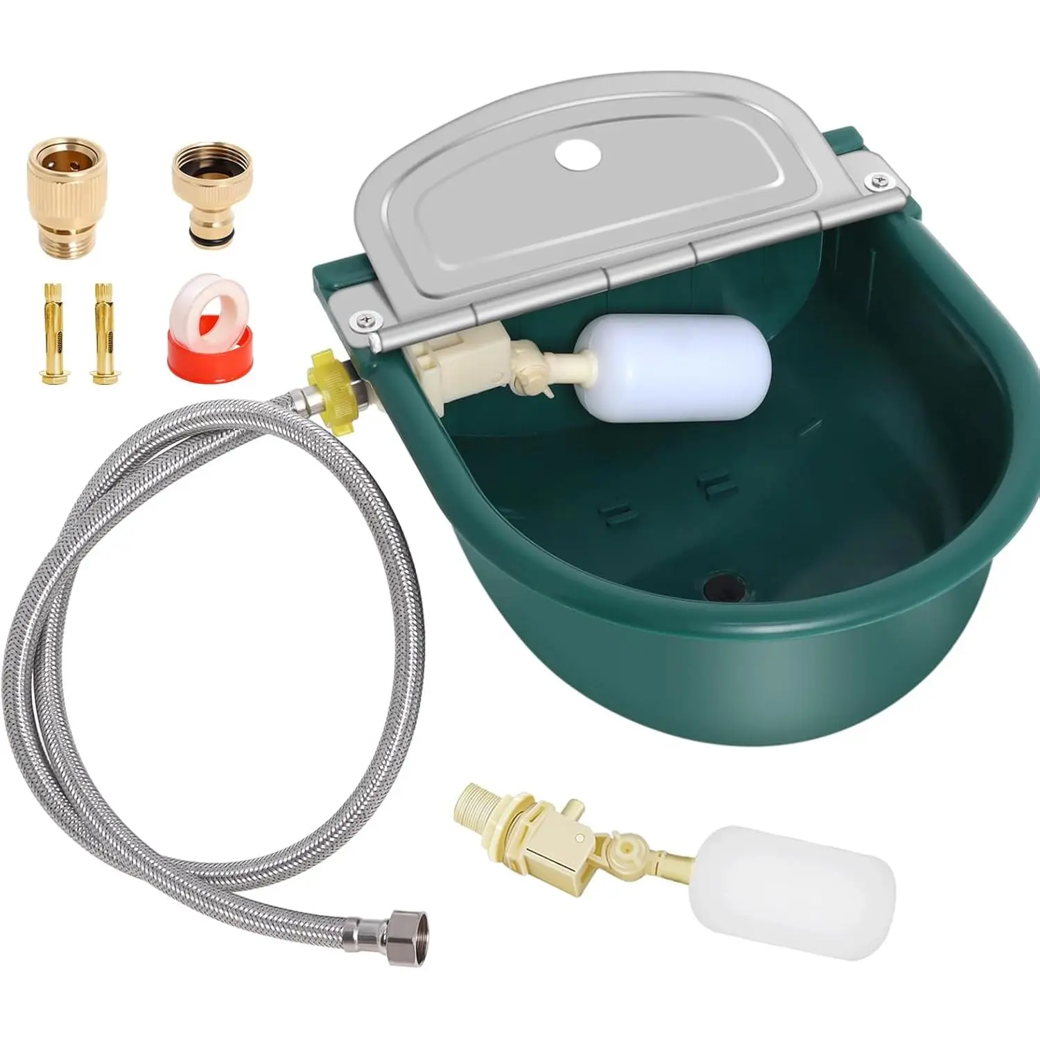 Plastic Automatic Dog Water Dispenser Livestock Waterer with 2 Float Valves Quick Connector for Livestock Auto Drinking Watering
