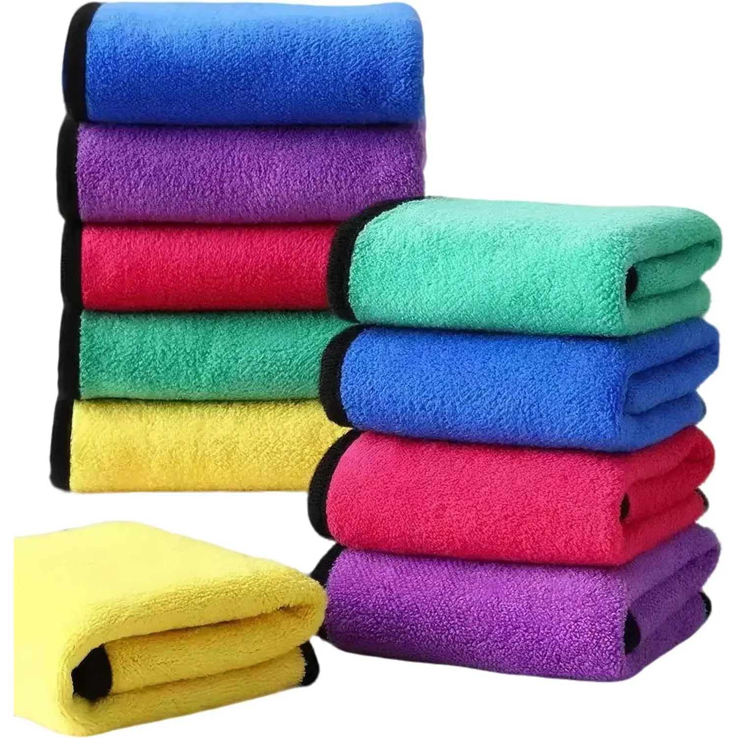 10-Pack Coral Side Microfiber Auto Towels, Ultra-Soft Lint-Free Machine Wash Cloths for Car Detailing & Household Cleaning, Absorbs Water Streak-Free, 11.8"x15.7" (5 Colors)