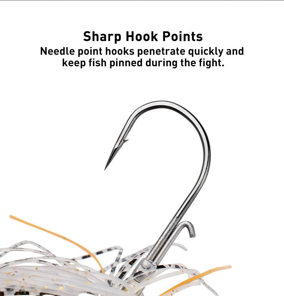 5pcs,Bladed Jig Fishing Lures Kit,Silicone Skirted Jig Head with Sharp Hooks,3D Eyes Bass Lures for Freshwater Saltwater,Durable Fishing Tackle