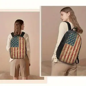 1pc American Flag Backpack - Large 17 Inch Lightweight Durable School Backpack with Adjustable Straps, Water Bottle Holder & Patriotic Stars & Stripes Design for Travel, Work, Commute - Unisex Gift for Holidays, Birthdays, Father’s Day, Backpack for Schoo