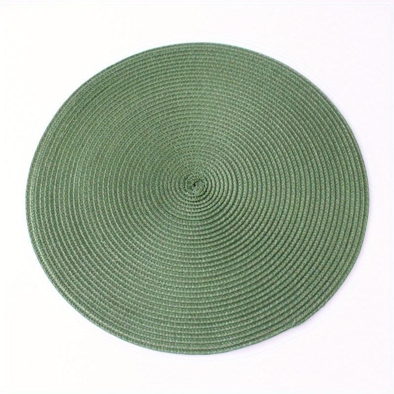 Set of 6 Hand Woven PP Round Placemats - Solid Color Heat Resistant Mats - for Dining Table Bowls Plates Coffee Cups - Easy to Clean and Dry Stylish Home Decoration