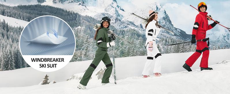 Yousify Womens Onesie Ski Suit Winter Outdoor Sports Warm Waterproof Snowsuit Color Block Jumpsuits Snow Jackets