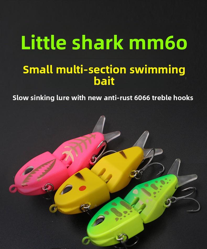 60mm Multi Jointed Fishing Lure Double Hooks Colorful Sinking Lure for Bass Trout