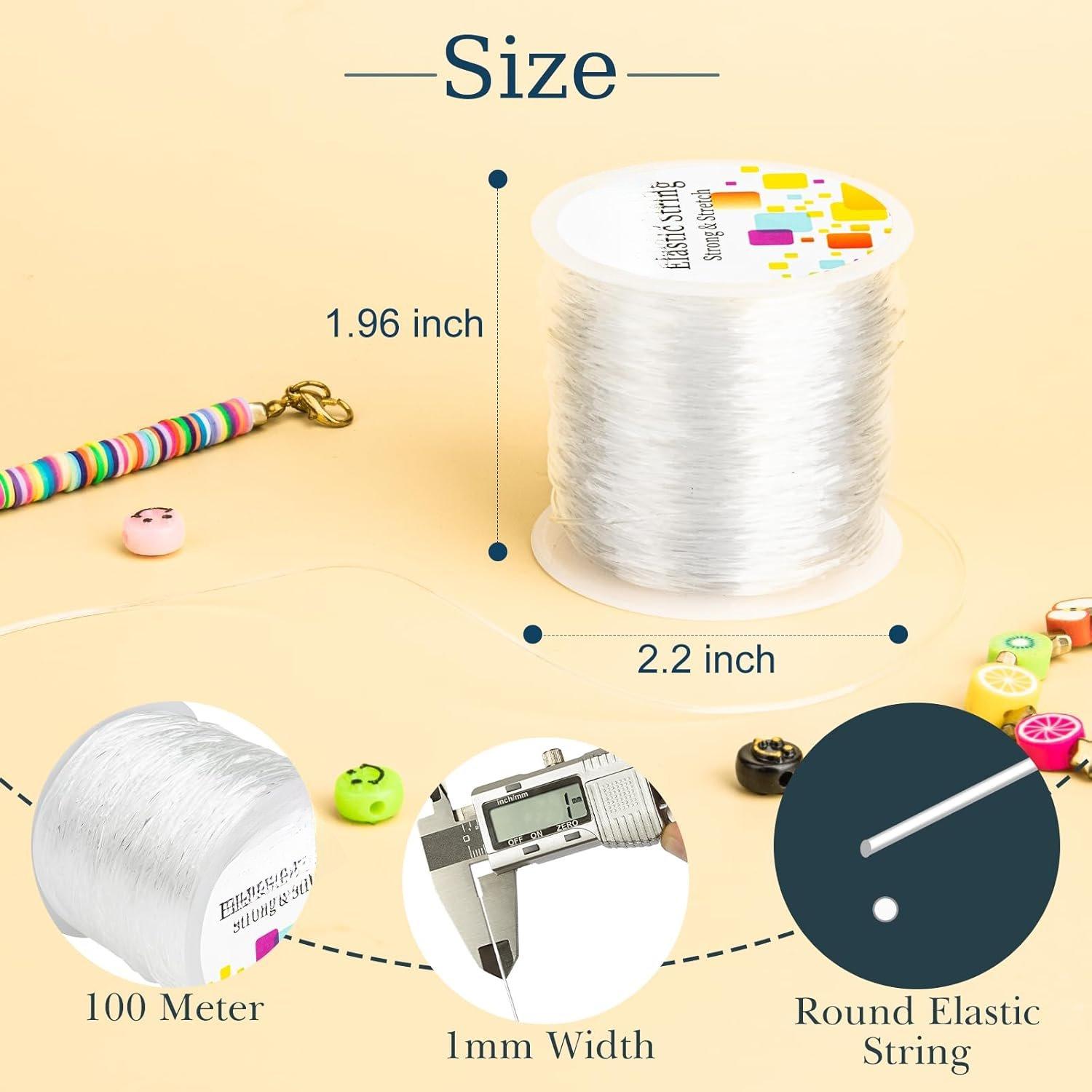 1mm Elastic String for Bracelets, Clear Elastic String Elastic Cord for  Making,   String for Bracelets, Necklaces, Beading and Crafts 100m/roll