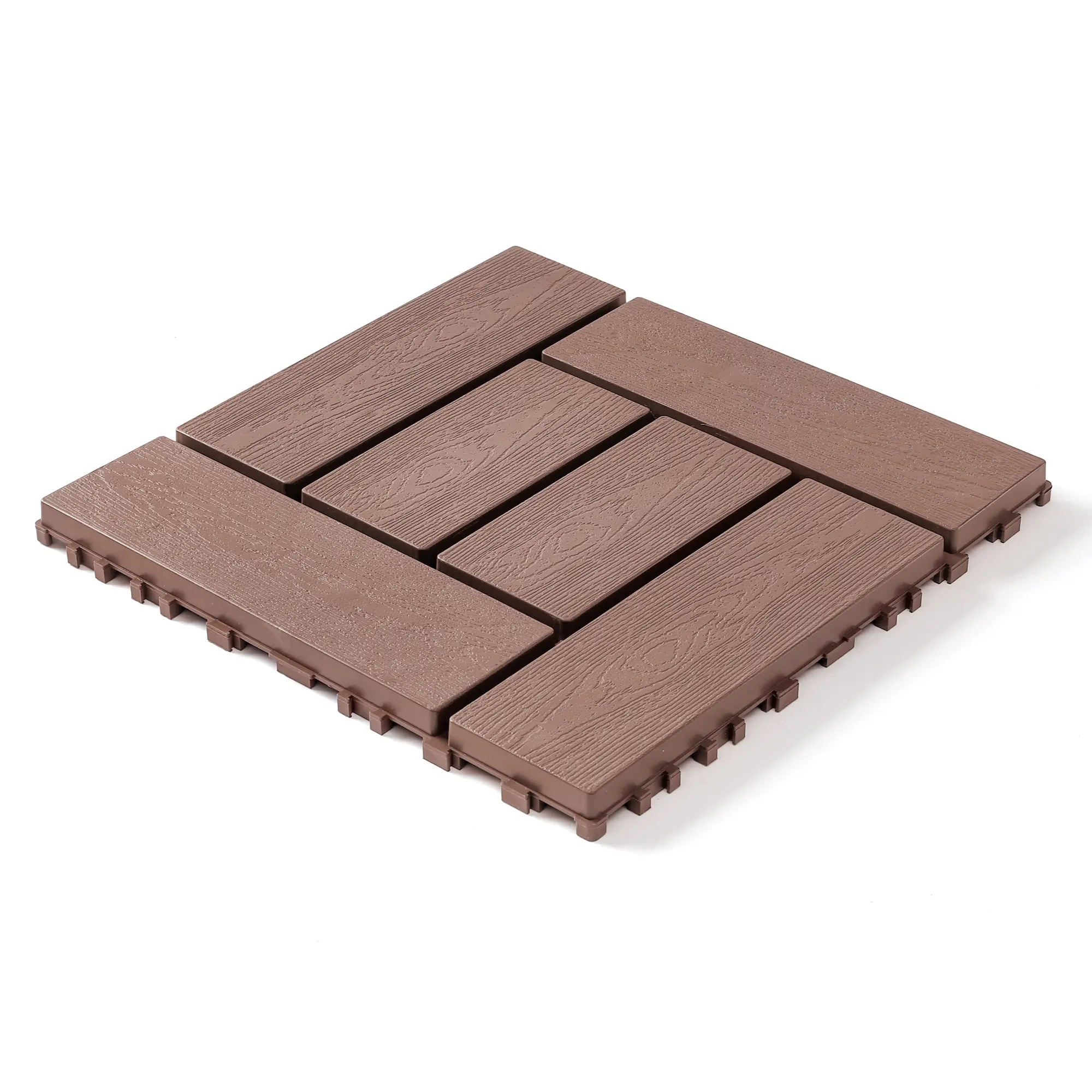 ARCH 12x12 Inch Interlocking Deck Tiles, 44-Pack Brown Polypropylene Modular Flooring, DIY Snap-Together Patio & Balcony Tiles, Indoor Outdoor Courtyard Floor Mat, Quick Install Garden Decking Squares, Red+Brown Color Options, Polypropylene Material
