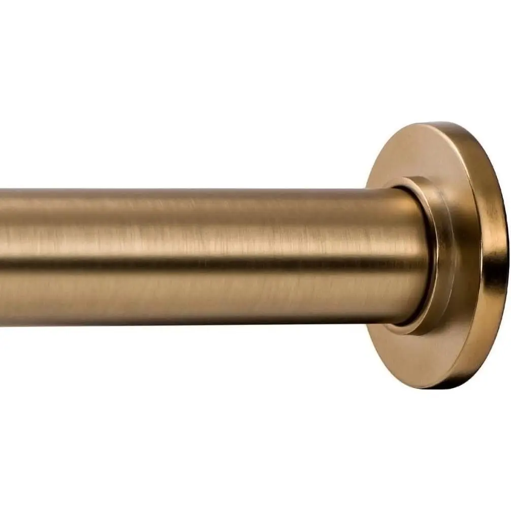 Warm Gold Spring Tension Curtain Rod, 54 to 90 Inch Adjustable Tension Rod for Windows or Shower