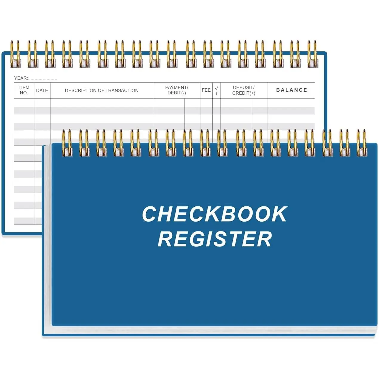 Check Registers for Personal Checkbook - A6 Blank Ledger Transaction Registers for Personal, Check Register Book for Checking and Saving Account, Deposit and Credit Card, 3,75" x 6.75", Blue