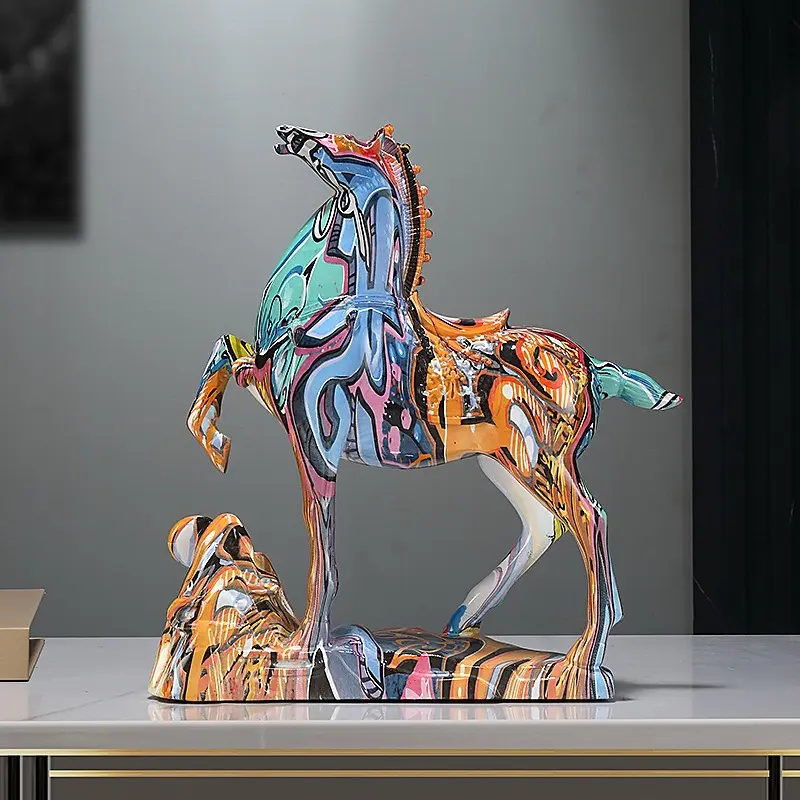 Color horse to gongcheng horse ornament high-end office decoration entrance living room TV cabinet housewarming opening gift