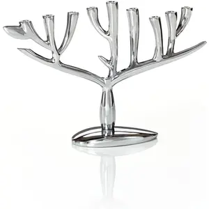 Tree of Life Menorah 13.5 x 9-Inch Hanukkah Candle Holder Sculpture Crafted from Signature Alloy, Modern Judaica Art & Jewish Holiday Decor for Home Centerpiece & Gift Display