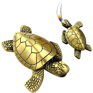 Lighter - Turtle Refillable Gas Lighter, Gift for Men &, Decorative Tabletop Lighter for Home & Office (Butane)-Bronze