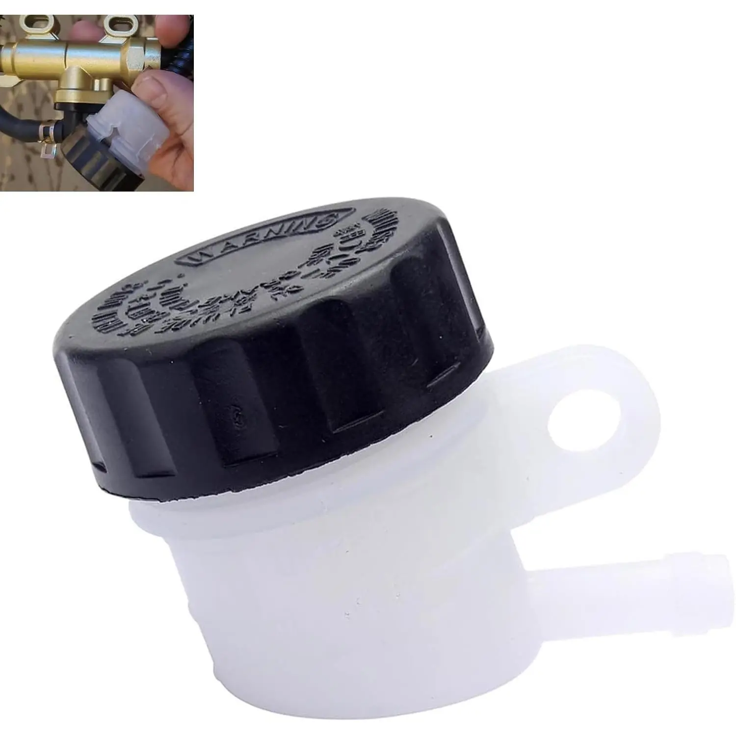 Motorcycle Part Rear Brake & Clutch Master Cylinder Fluid Reservoir Tank Oil Cup, Rear Mount, Universal Fit for Motorcycle, Pit Dirt Bike, ATV 4-Wheel QUAD, Black & White