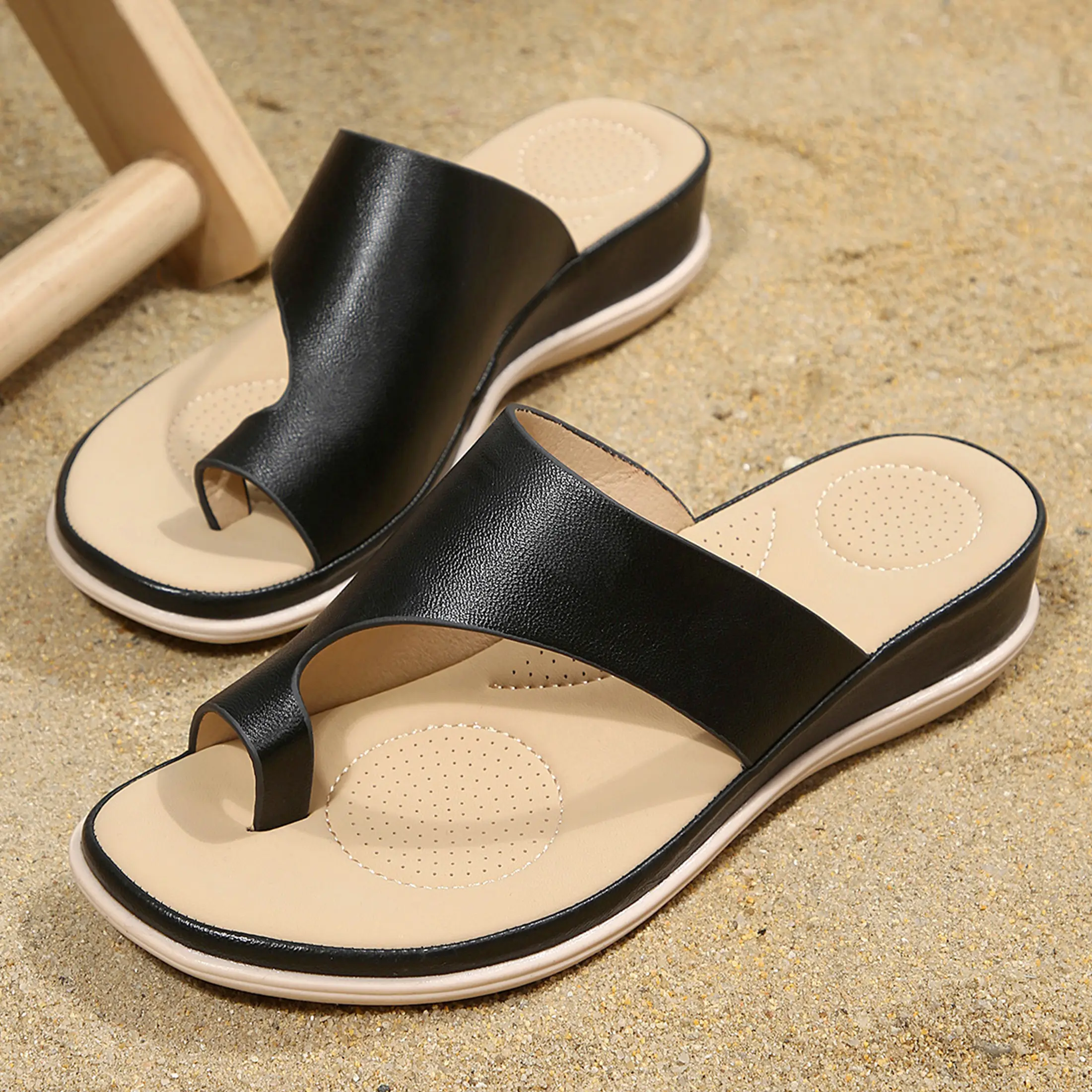 Women's Simple Cutout Slides Wedge Platform Open Toe Slippers Casual Walking Shoes