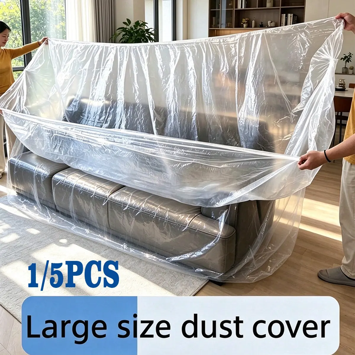 Large Transparent Furniture Cover Set, Durable Plastic with Elastic Bands, Protects Sofa, Table, Bench From Weather, Ideal for Patio, Balcony, Dust Cover
