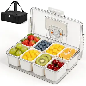 Chilled Portable Snackle Box container, Divided Serving Tray, Beach Essentials Insulated Container with Reusable Ice Pack & Bag – Keep Food Hot or Cold On the Go for Adult