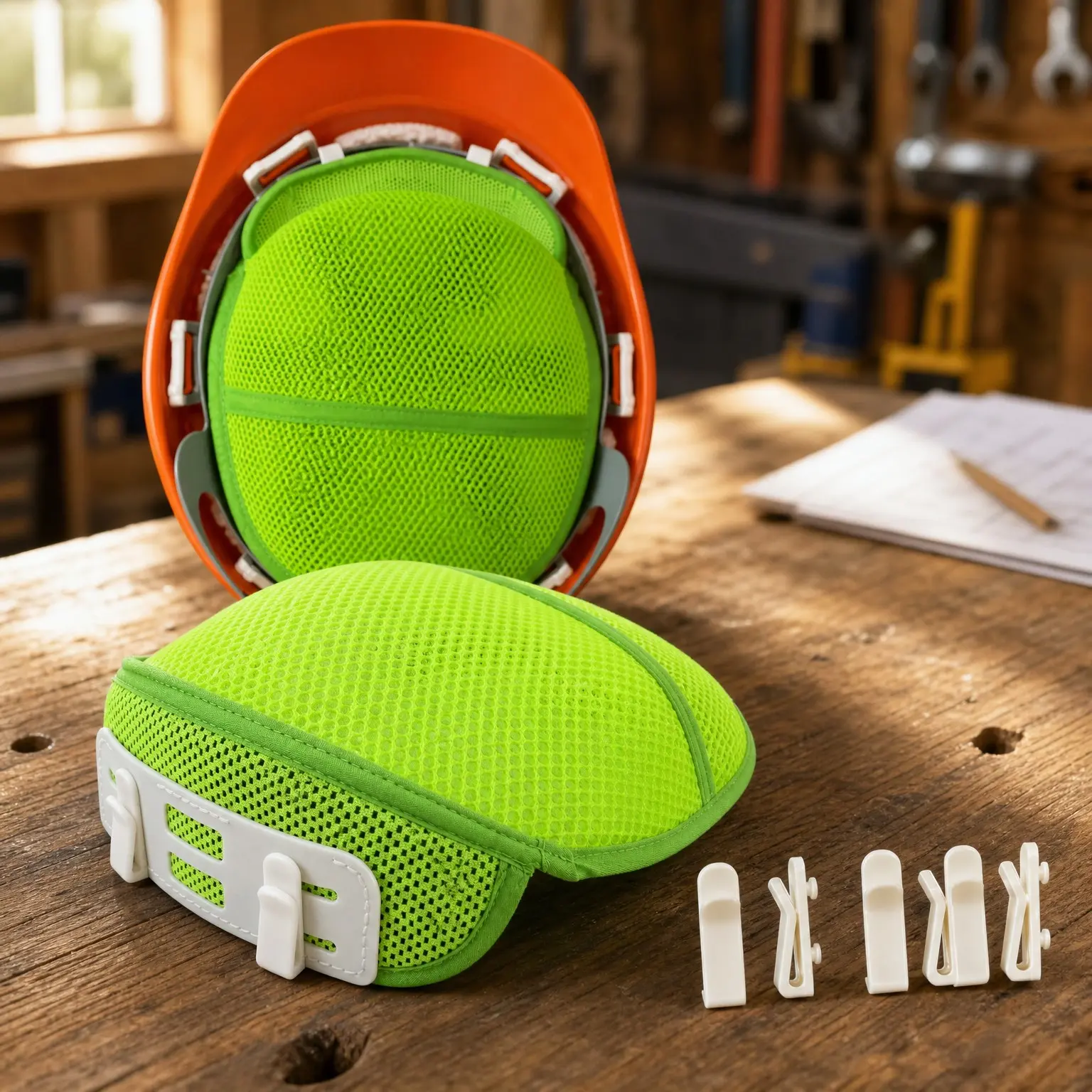 Safety Helmet Hard Hat Sweatband Top Pad Insert Liner (3 Pack) - Clip-On Cooling Mesh & Washable Padding Sweat Bands, Replacement Suspension Accessories for Construction HardhatsGift