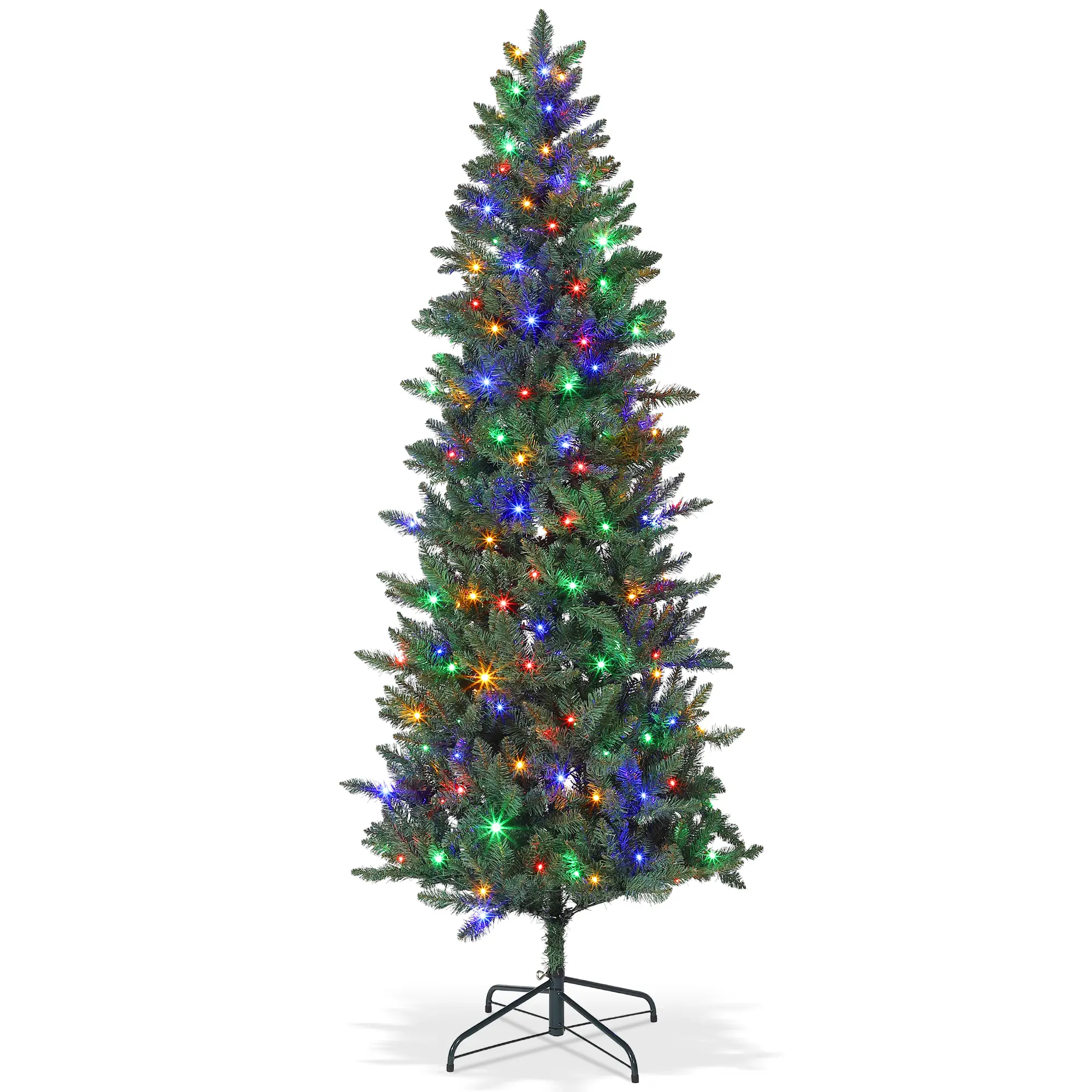 Slim Artificial Christmas Tree – Prelit Pencil Design with Warm LED Lights, 6FT/7.5FT, 9 Lighting Modes, Skinny Space-Saving Xmas Tree, Easy Assembly, Perfect for Indoor/Outdoor Winter Decoration