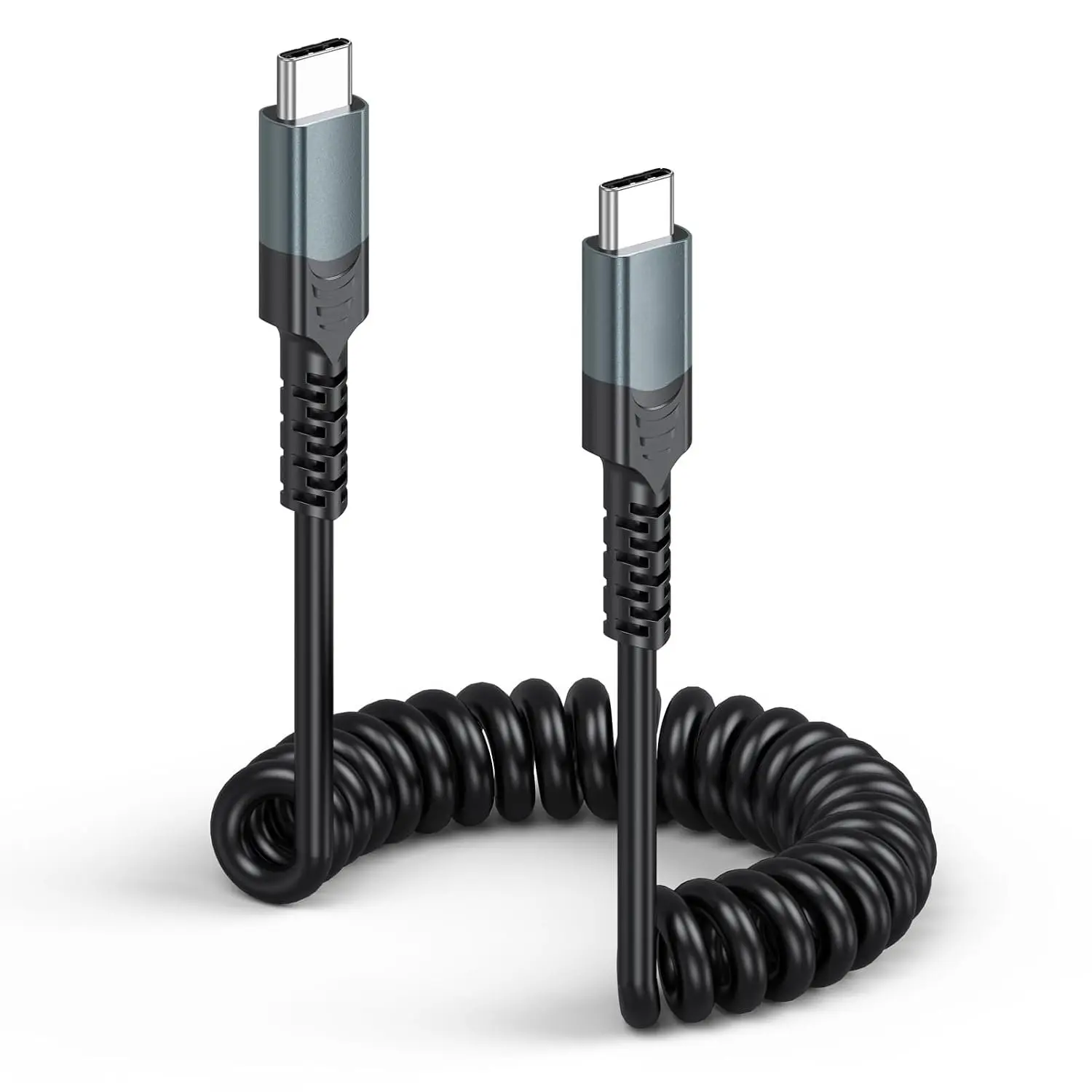 USB C to USB C Coiled  1ft-3ft, 60W   Coiled Type-C Charger Cord, Retractable Spiral USBC 2.0 480Mbps Data Sync Wire for  17/16/15, Galaxy S25/24/23, ,