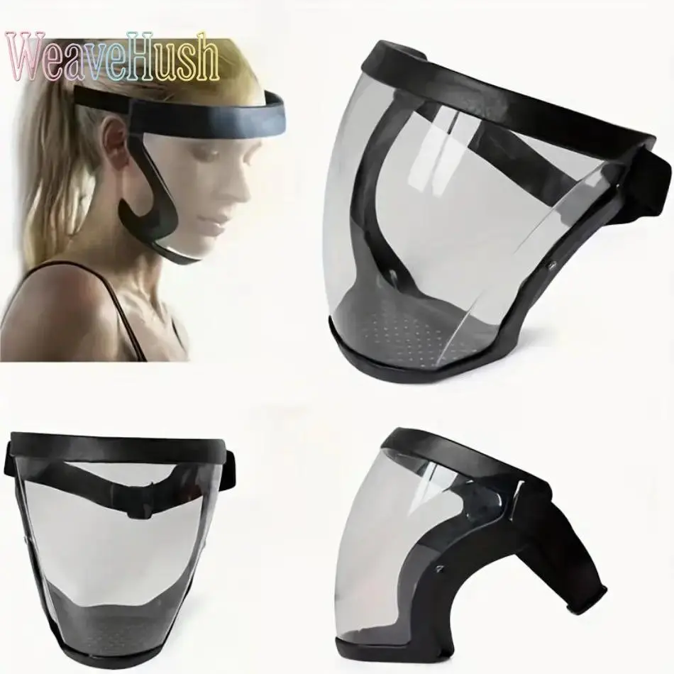 Unisex Adjustable Full-Face Visor Shield - Durable Plastic Protective Safety Equipment, Heat-Resistant Safety Gear with Drawstring Closure, Anti-Fog Splash-Proof Workplace Face Guard for Outdoor Gardening
