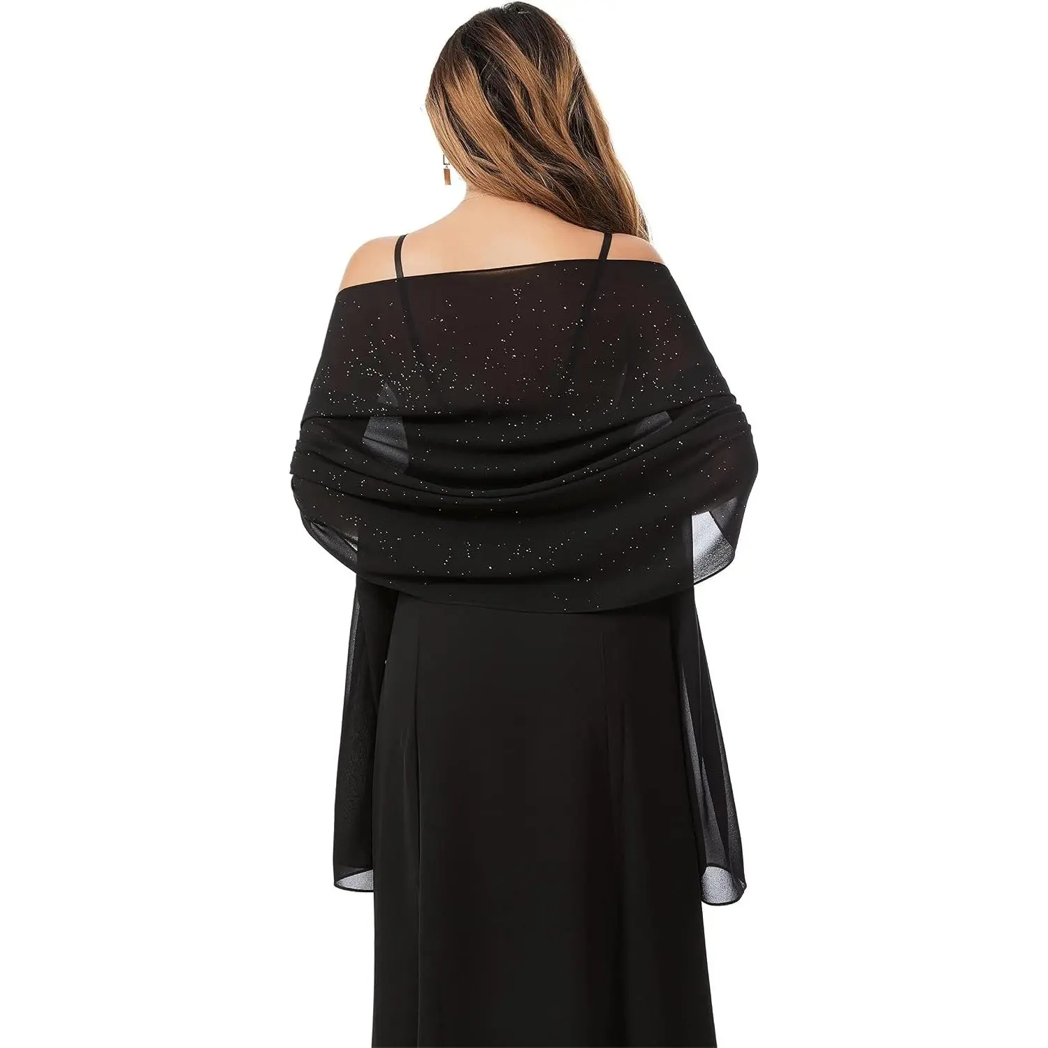Shawls and Wraps for Evening Dresses Sheer Chiffon Women Elegant Soft Silky Sparkly Wedding Bridal Scarf