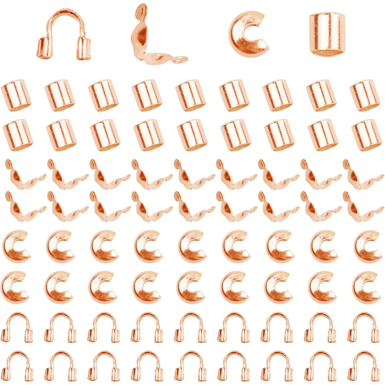 1400 count Brass Tube Crimp Beads Wire Guardians Crimp Bead Knot Covers Bead Tips Knot Covers for DIY Bracelets Necklaces  Making Crafts Supplies(Rose )