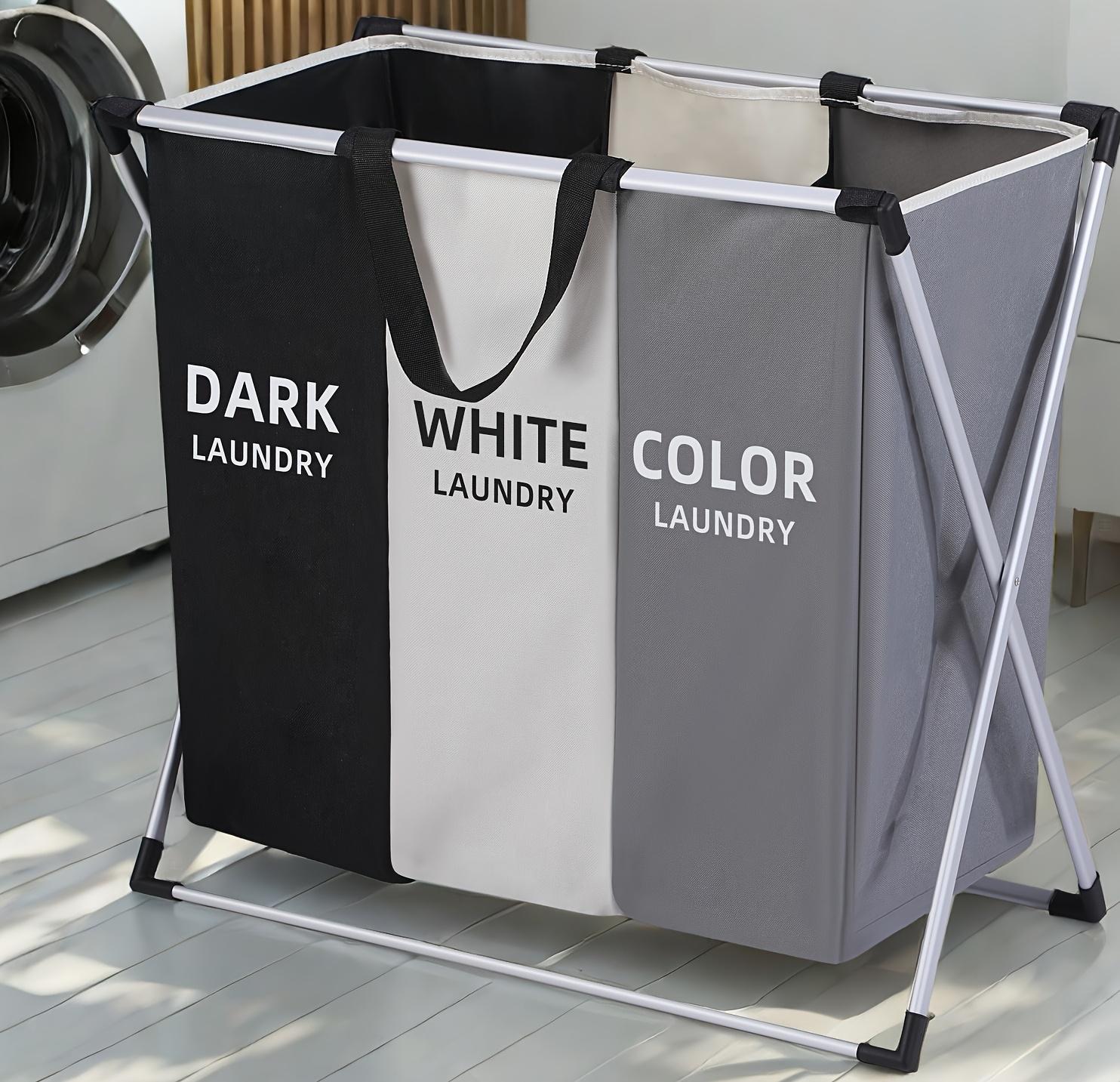 1pc Large Rectangular Laundry Hamper Basket with Handles - Durable Fabric, Dark Grey/White/Black Options, Multi-Component Design for Home, College Dorm, Bathroom & Bedroom - Stylish & Functional Clothes Storage Organizer, Laundry Baskets