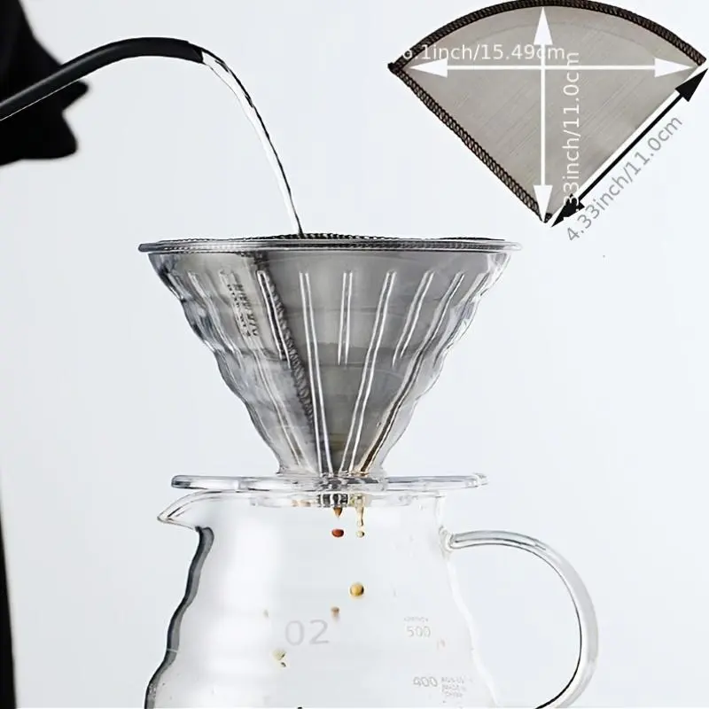 Stainless Steel Reusable Mesh Coffee Filter Metalic Foldable Cone Strainer Bag for Coffee Makers Enhance Flavor Reduce Waste for Coffee Lovers