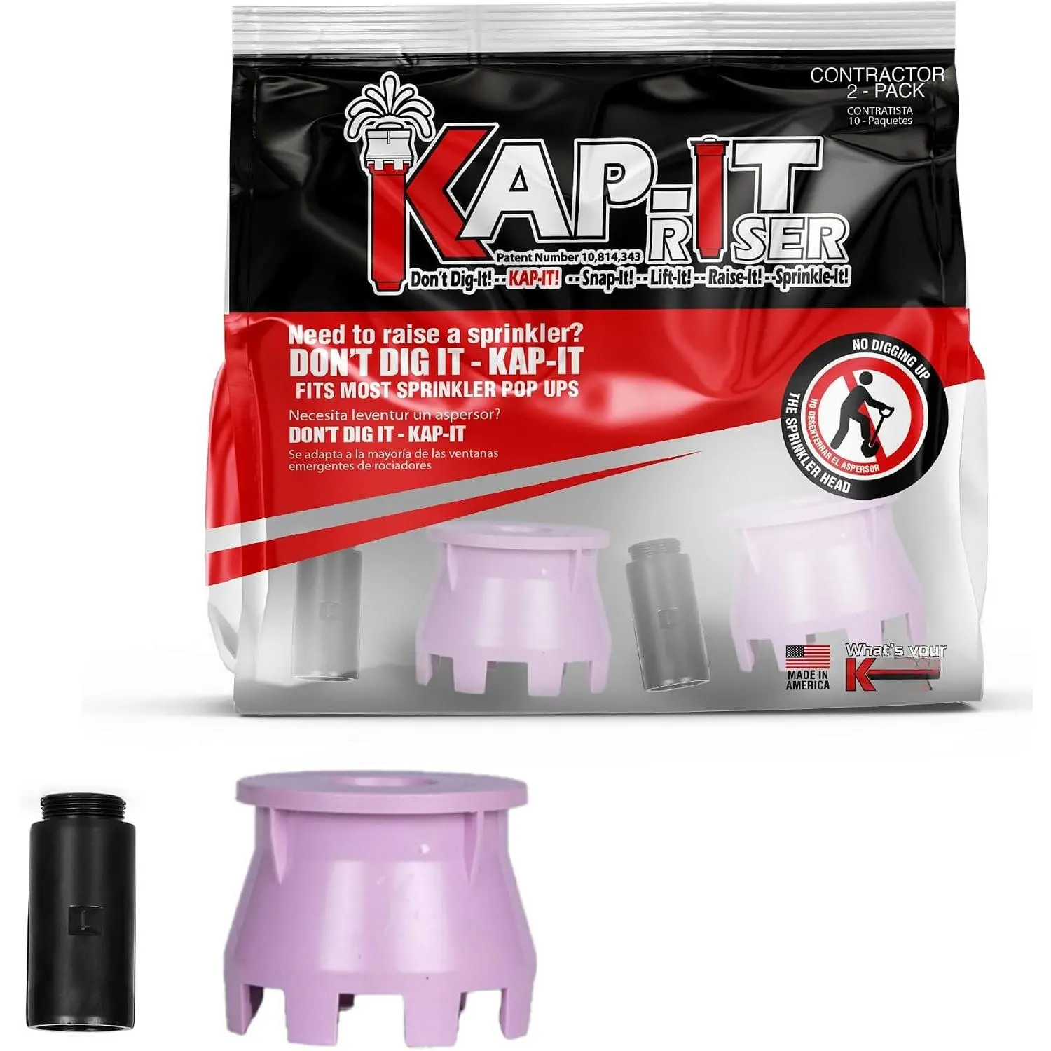 KAP-IT Pop-Up Sprinkler Riser Extension, 1.5 Inch, 2 Pack,  | Maximizes Water Coverage, Fits  Sprinkler Brands, Tool-Free Installation, for Lawn and Landscape Care, No-Dig